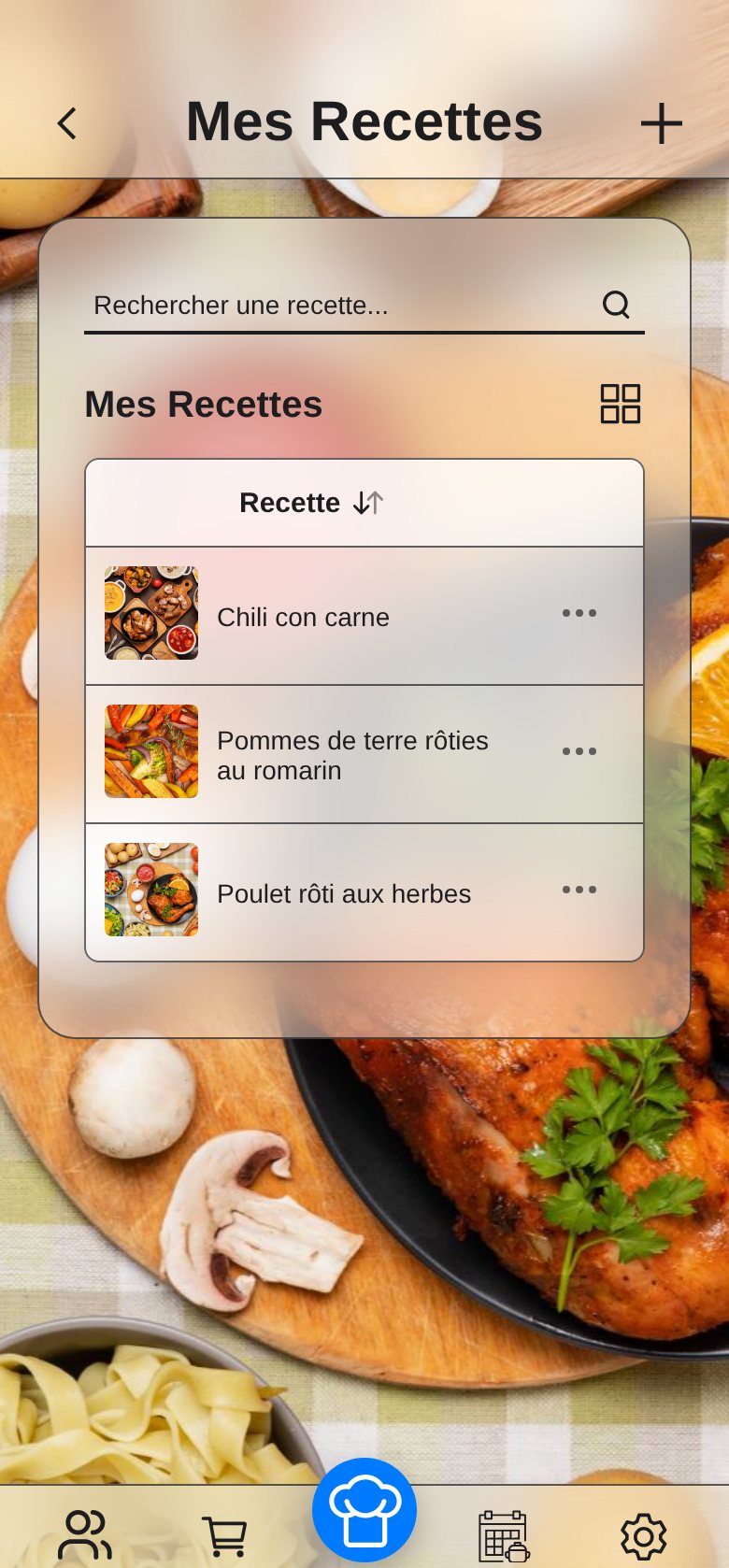 Capture d’écran : un livre de recette avec ses photos